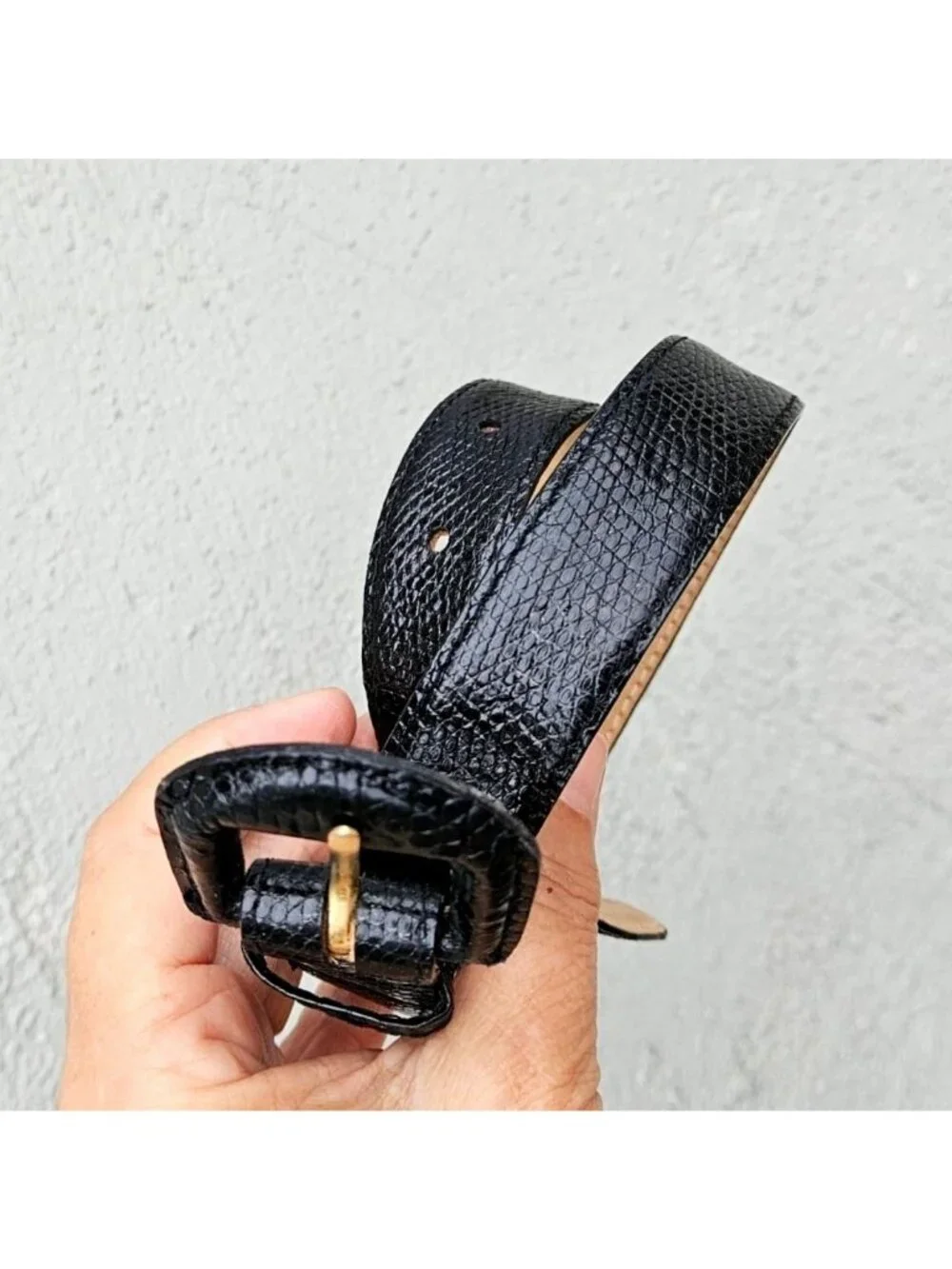 Vintage 80s Nordstrom Black Genuine Lizard Skin Belt Size S 23-27